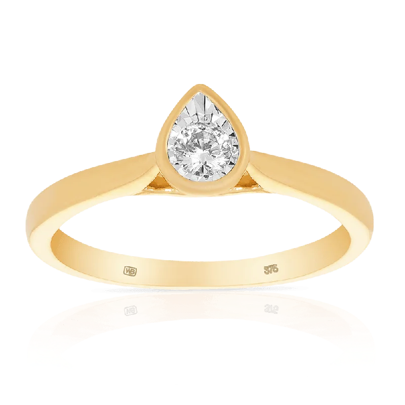 I Will® Diamond Pear Ring in 9ct Yellow Gold