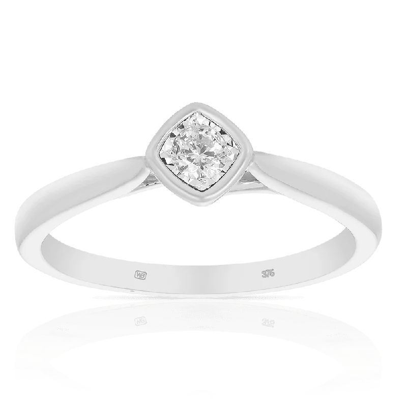 I Will® Diamond Square Ring in 9ct White Gold