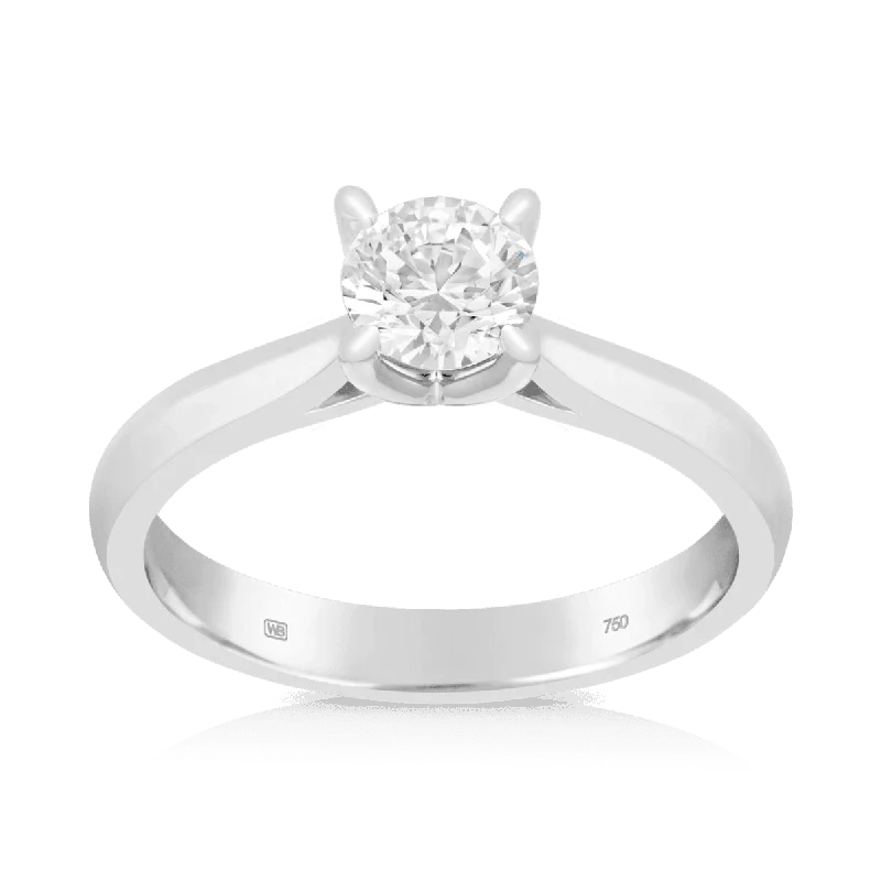 1ct Diamond Solitaire Engagement Ring in 18ct White Gold