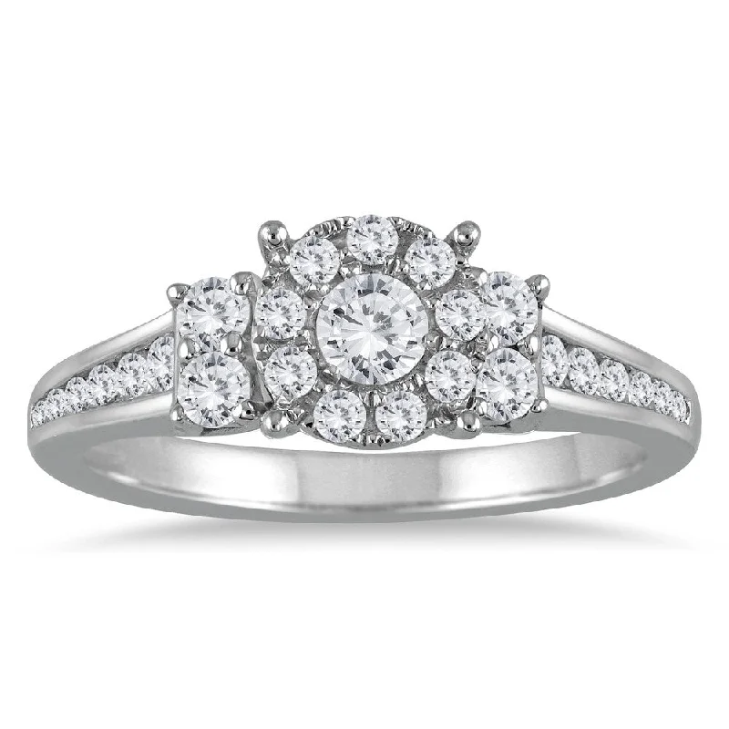 5/8 Carat TW Diamond Halo Engagement Ring in 10K White Gold