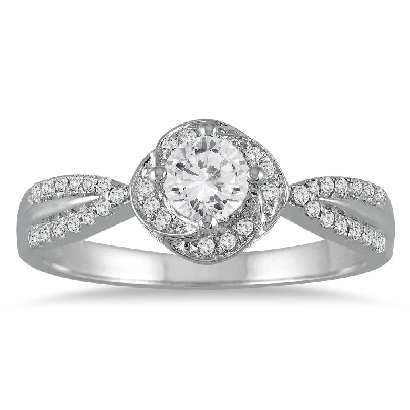 5/8 Carat TW Diamond Halo Engagement Ring in 10K White Gold