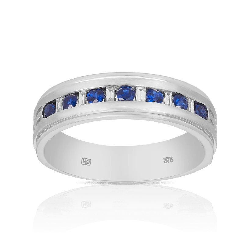 Sapphire & Diamond Ring in 9ct White Gold