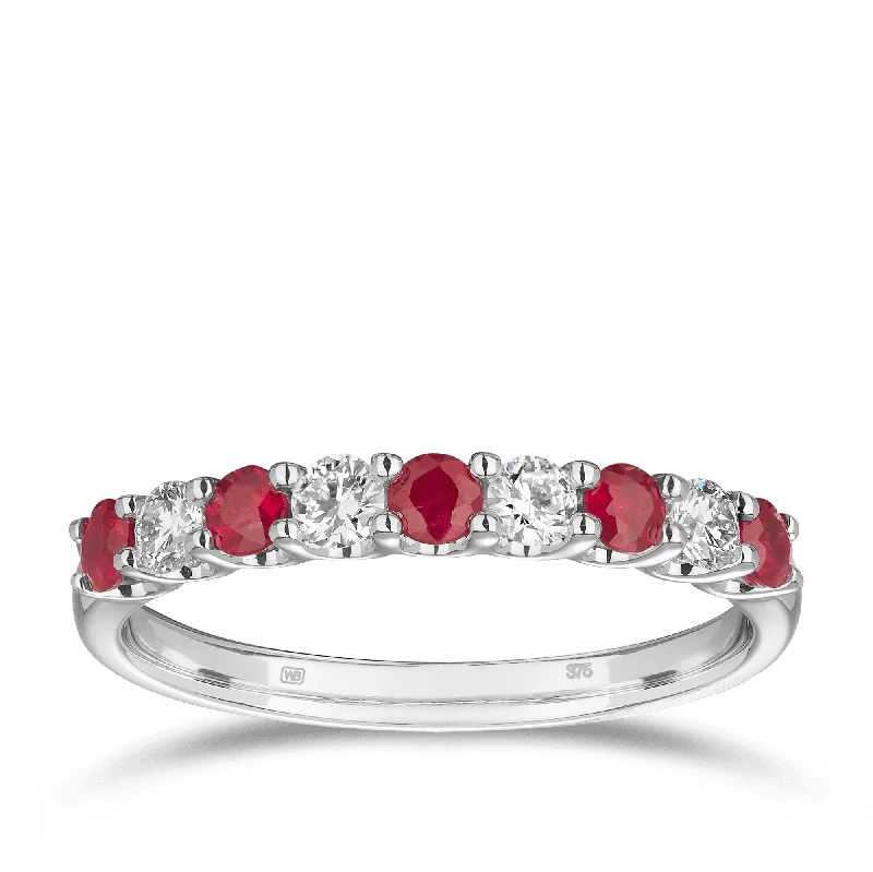 Ruby & Diamond Ring in 18ct White Gold