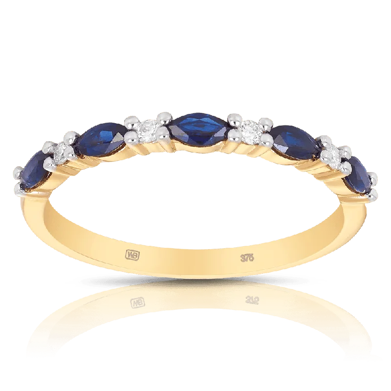 Sapphire & Diamond Ring in 9ct Yellow Gold