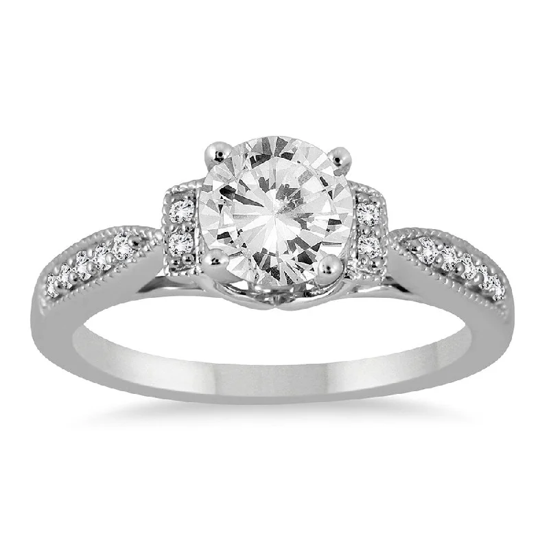 AGS Certified 1 1/10 Carat TW Diamond Engagement Ring in 14K White Gold (J-K Color, I2-I3 Clarity)