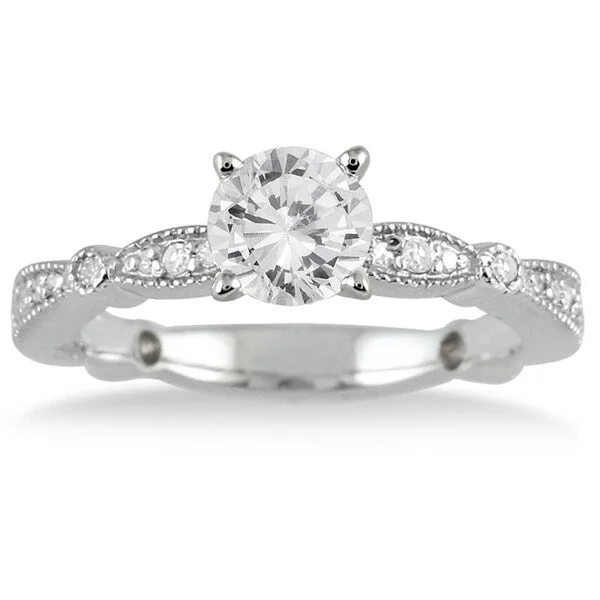 AGS Certified 1 Carat TW Diamond Engagement Ring in 14K White Gold (J-K Color, I2-I3 Clarity)