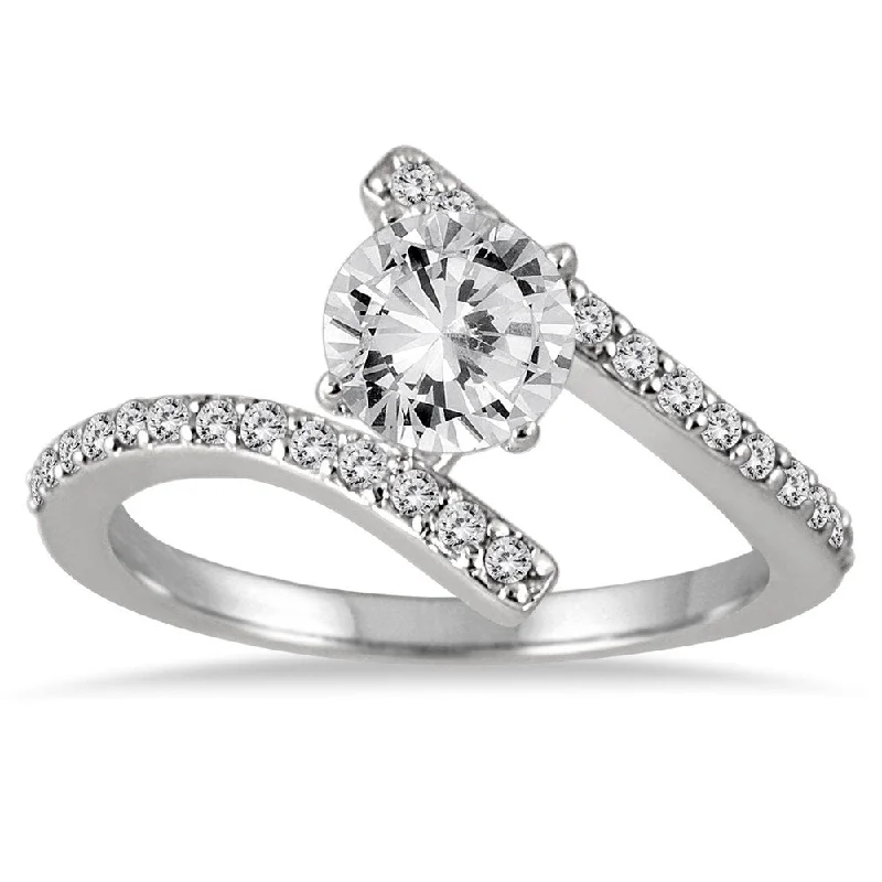 AGS Certified 1 Carat TW Diamond Engagement Ring in 14K White Gold (J-K Color, I2-I3 Clarity)