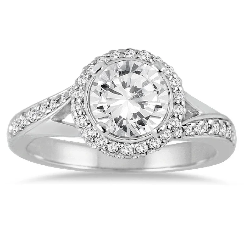 ASG Certified 1 1/2 Carat TW Diamond Engagement Ring in 14K White Gold (J-K Color, I2-I3 Clarity)