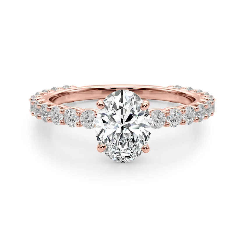 Auriya 14k Rose Gold Lab Grown Oval Diamond Engagement Ring 0.50 to 5.00 ct. tw. (F-G VS)