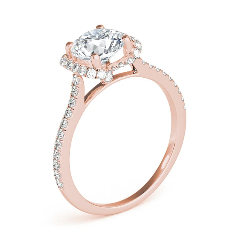 Auriya 14k Rose Gold Lab Grown Round Diamond Halo Engagement Ring 0.50 to 5.00 ct. tw. (F-G VS)