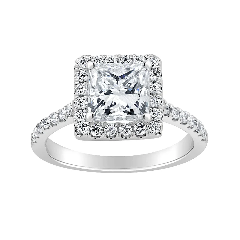 Auriya 14k-White Gold Lab Grown Princess-Halo Diamond Engagement Ring 2.50ct. tw. (E-F VS)