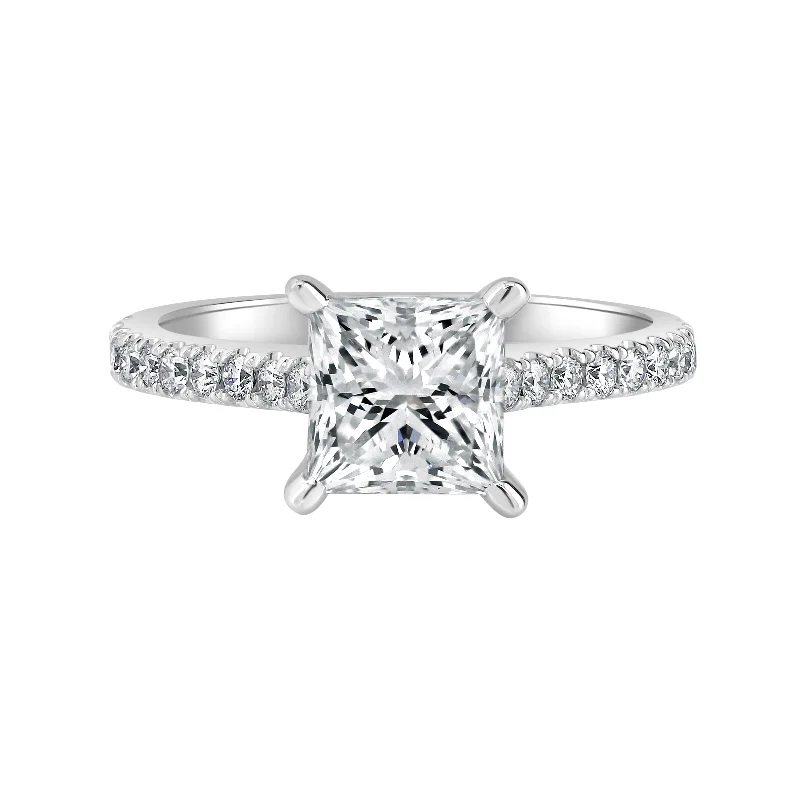 Auriya 14k-White Gold Lab Grown Princess Hidden-Halo Diamond Engagement Ring 2.45ct. tw. (F-G VS)