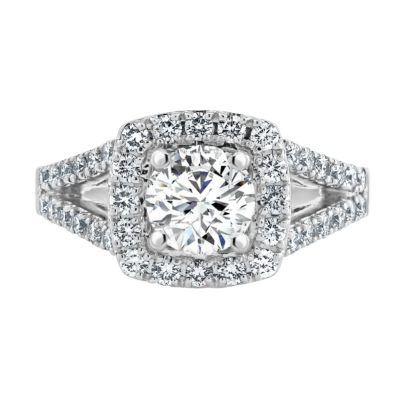 Auriya 14k-White Gold Lab Grown Round-Halo Diamond Engagement Ring 1.70ct. tw. (E-F VS)