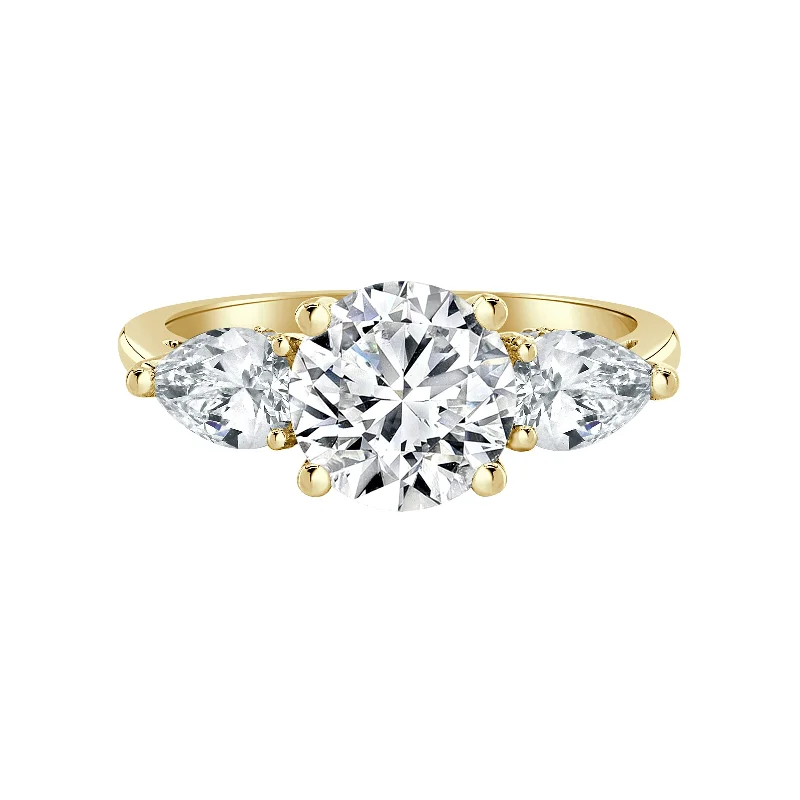 Auriya 14k-Yellow Gold Lab Grown 3-stone Hidden-Halo Round Diamond Engagement Ring 3.00ct. tw. (F-G VS)