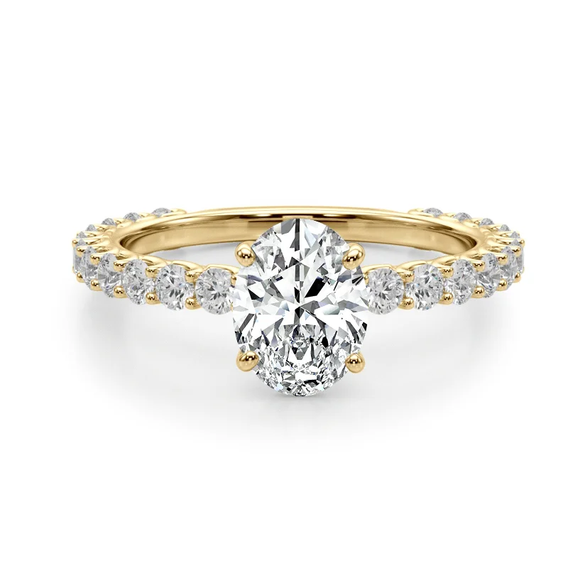 Auriya 14k Yellow Gold Lab Grown Oval Diamond Engagement Ring 0.50 to 5.00 ct. tw. (F-G VS)