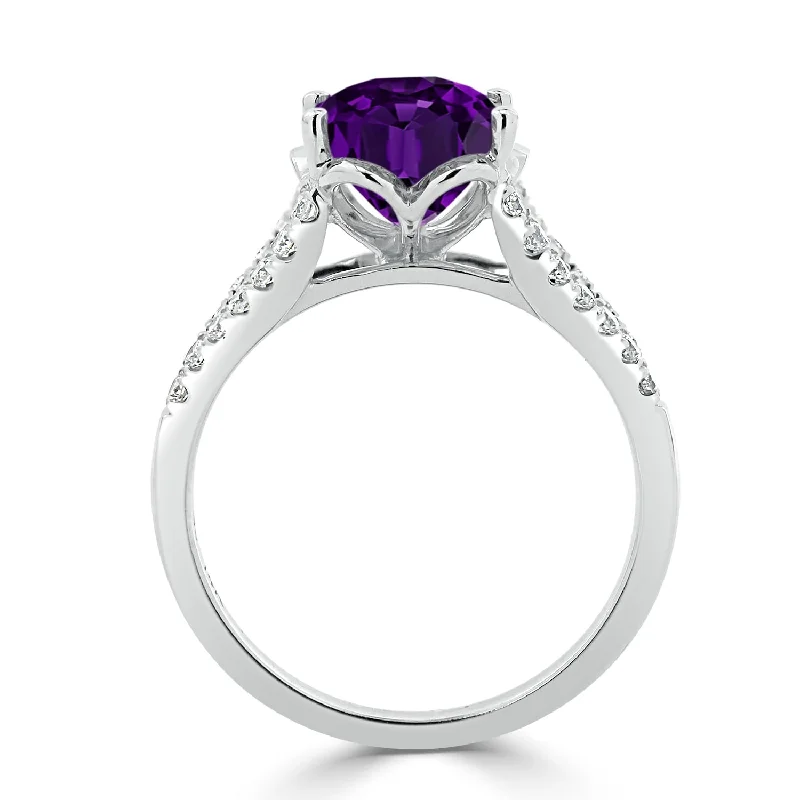 Auriya 2ct Fancy Oval Purple Amethyst and Diamond Engagement Ring 1/3cttw 14k Gold