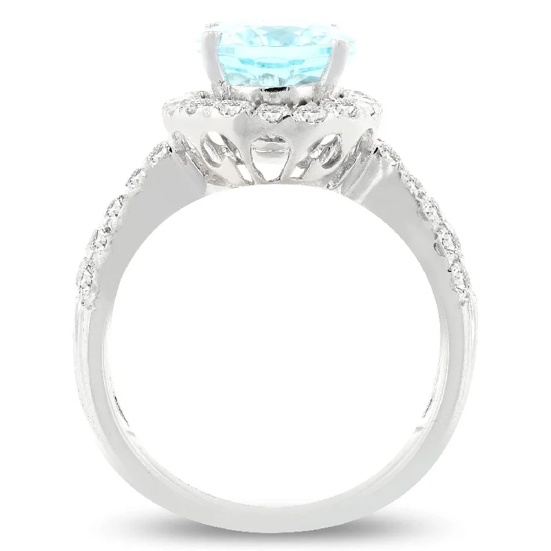 Auriya Platinum 3 1/3ct Oval-Cut Paraiba Tourmaline and 1ct TDW Diamond Halo Engagement Ring