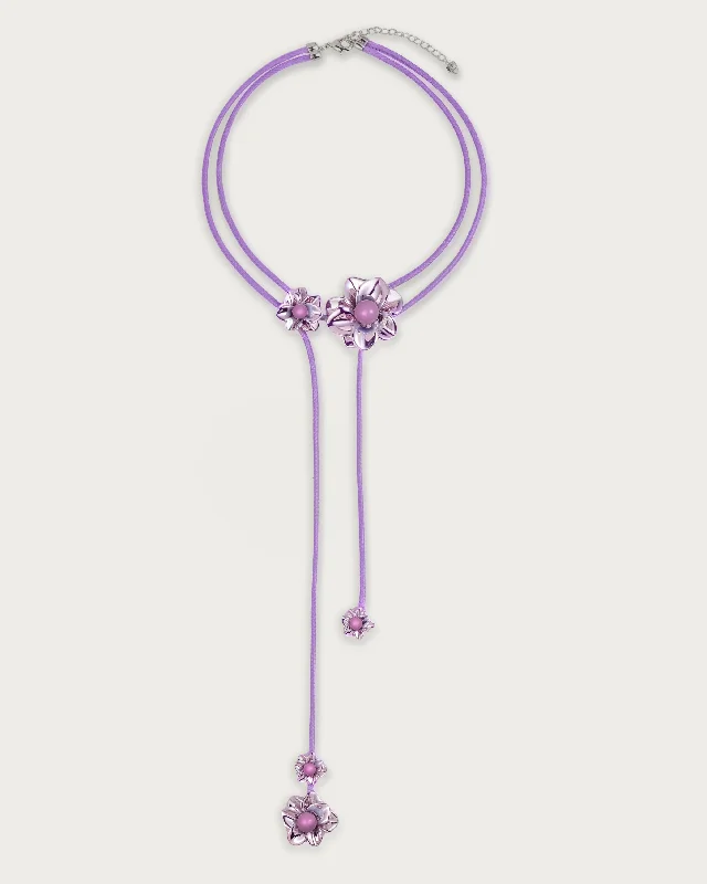 Branchlet Cord Necklace in Metallic Violet