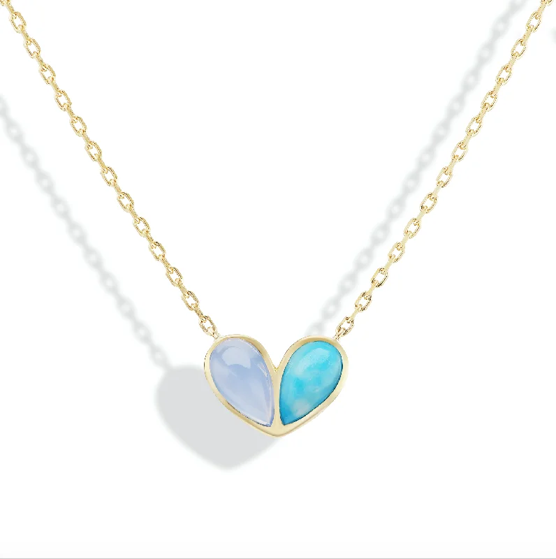 Jumbo Sweetheart Necklace Chalcedony & Larimar