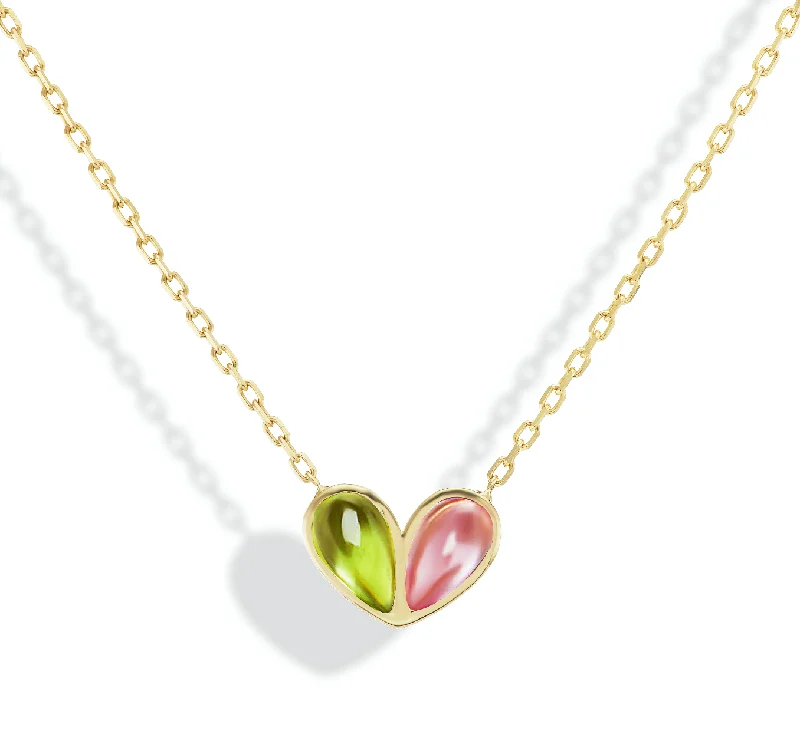 Jumbo Sweetheart Necklace Peridot & Pink Sapphire