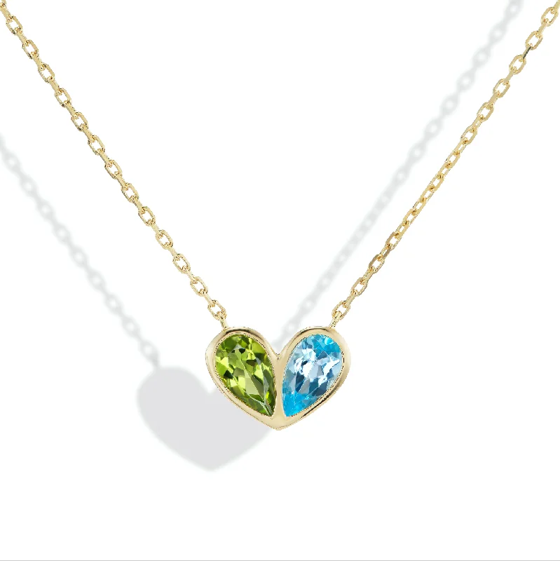 Jumbo Sweetheart Necklace Peridot & Blue Topaz