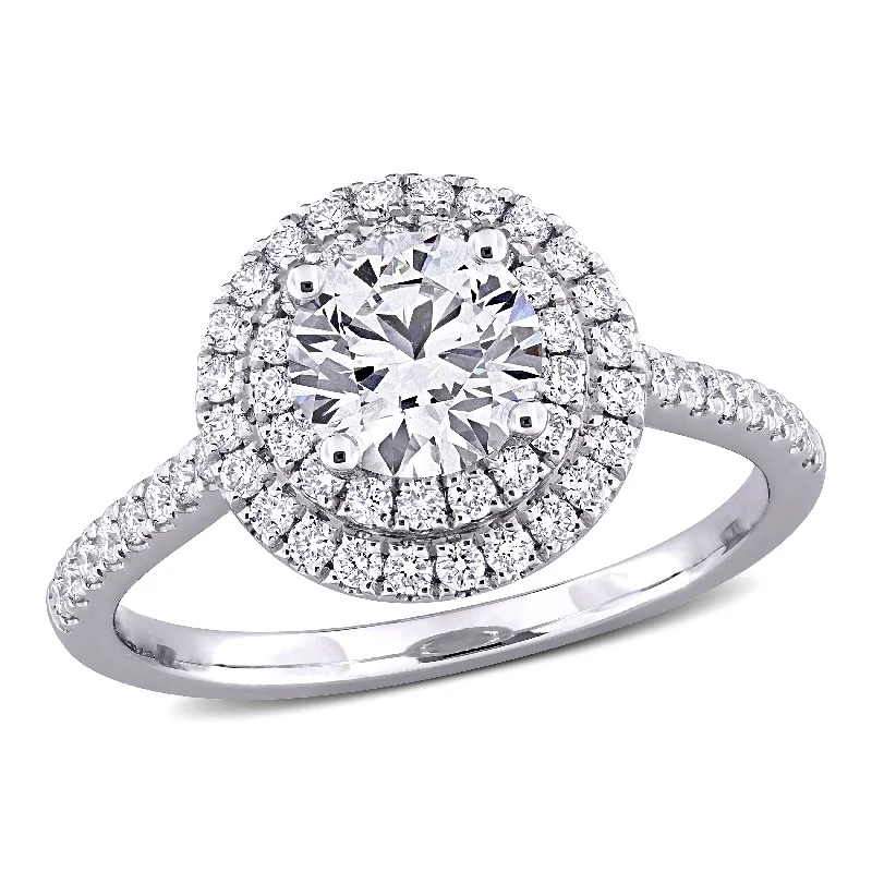 Created Forever 1 1/2ct TW Lab-Grown Diamond Double Halo Engagement Ring in 14k White Gold