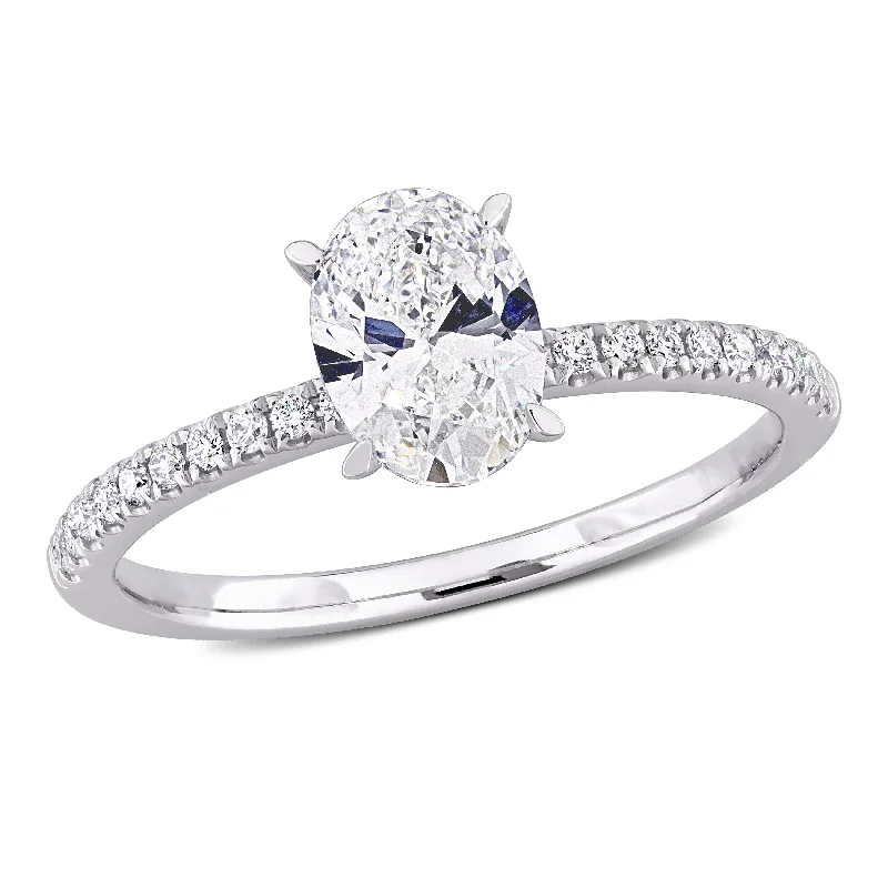 Created Forever 1 1/6ct TW Oval Lab-Grown Diamond Solitaire Engagement Ring in 14k White Gold