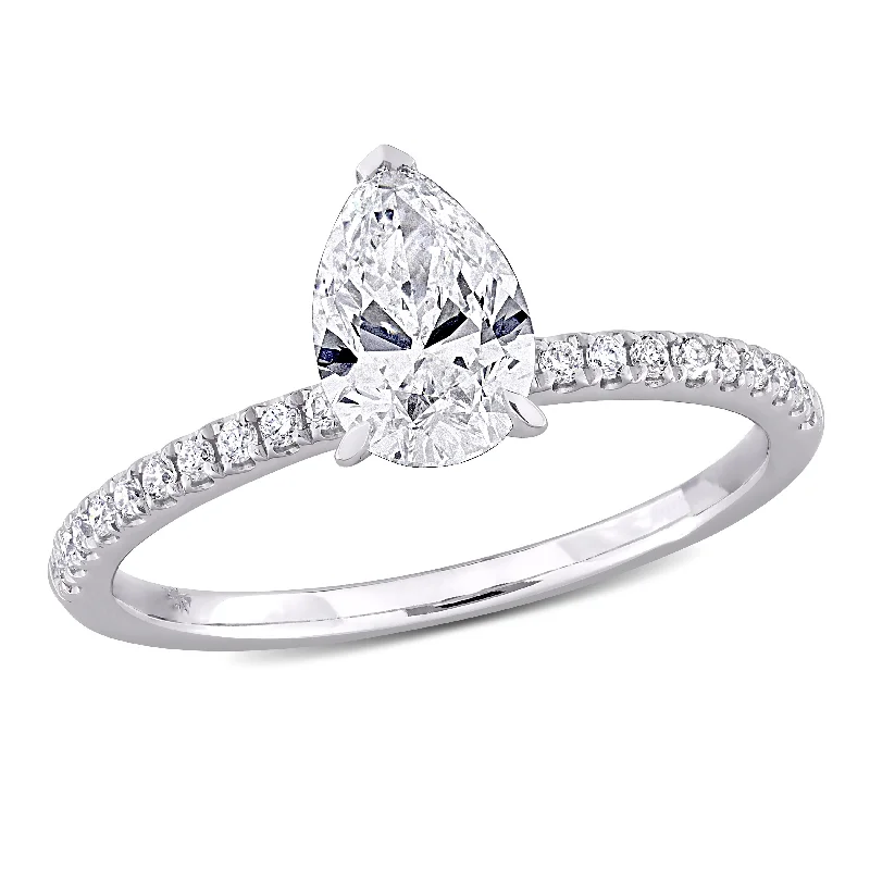 Created Forever 1 1/6ct TW Pear-Shape Lab-Grown Diamond Engagement Ring in 14k White Gold