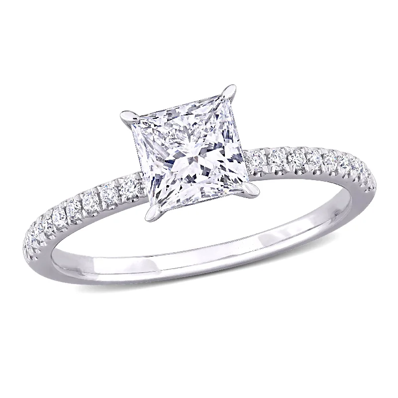 Created Forever 1 1/6ct TW Princess Lab-Grown Diamond Solitaire Engagement Ring in 14k White Gold