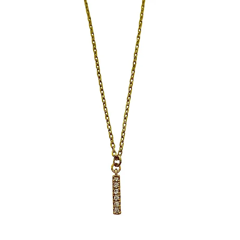 Gold Crystal Bar Necklace- Waterproof