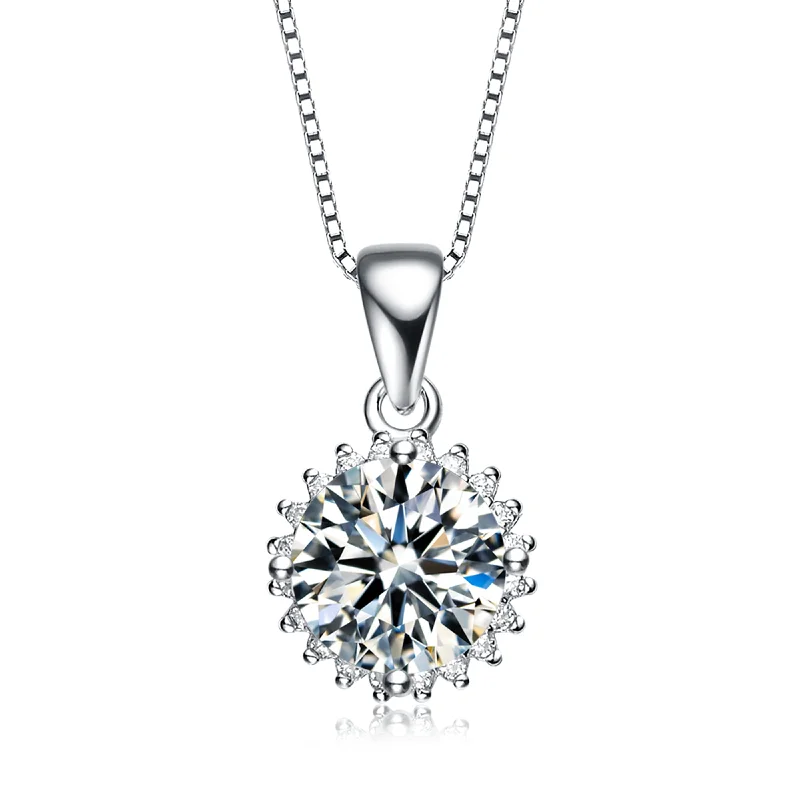 Cubic Zirconia Sterling Silver Cubic Zirconia Stud Necklace