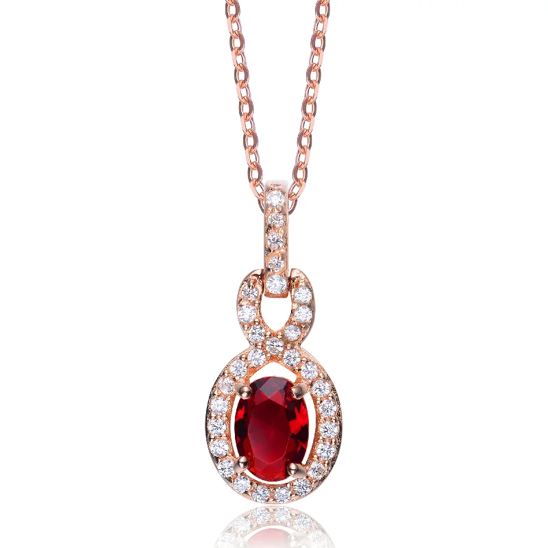 Noelle Rose Gold Red Oval Pendant