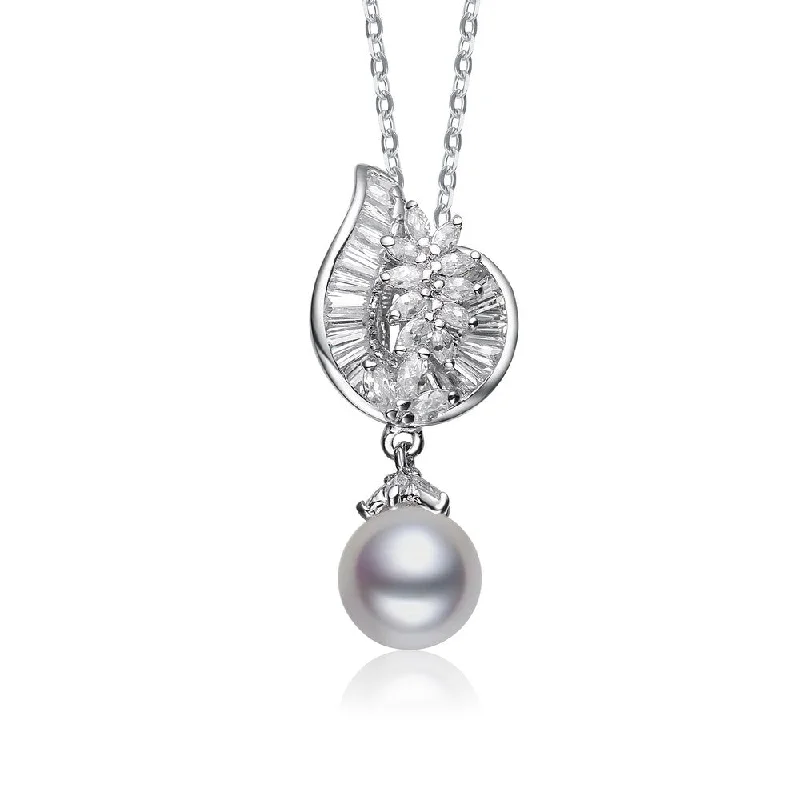 Cz .925 Sterling Silver Pearl Drop Pendant