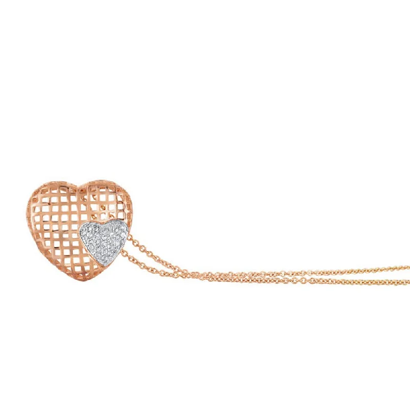 La Roche Rose Gold Soulmate Overlay Hearts Pendant