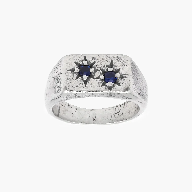 Duo Sapphire Gemstone Sterling Silver Ring