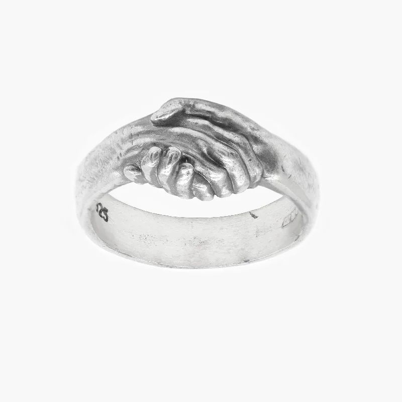 Handshake Sterling Silver Ring