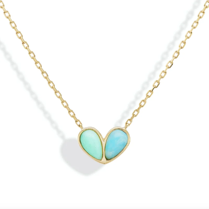 Jumbo Sweetheart Necklace Light Green Turquoise & Larimar