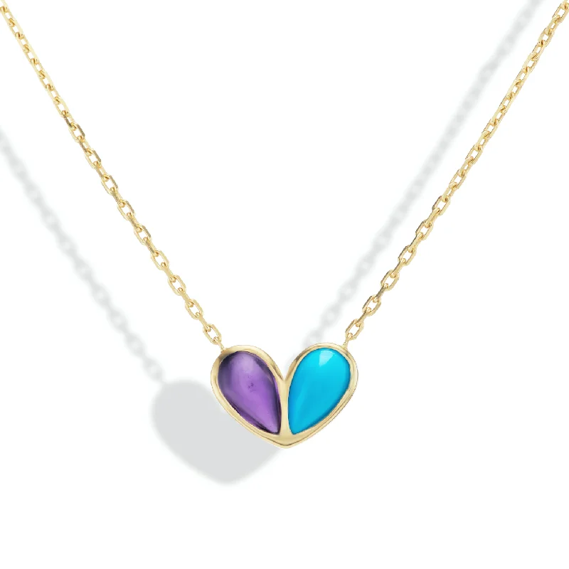 Jumbo Sweetheart Necklace Amethyst & Turquoise