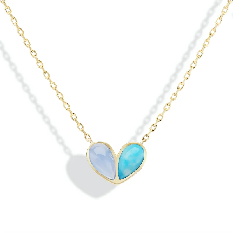 Jumbo Sweetheart Necklace Aquamarine & Larimar