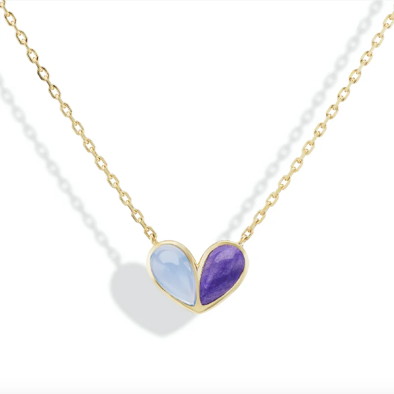 Jumbo Sweetheart Necklace Chalcedony & Sugilite