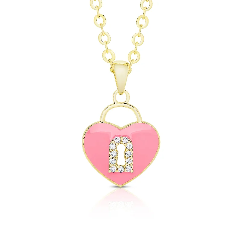 Heart Lock Pendant with CZ