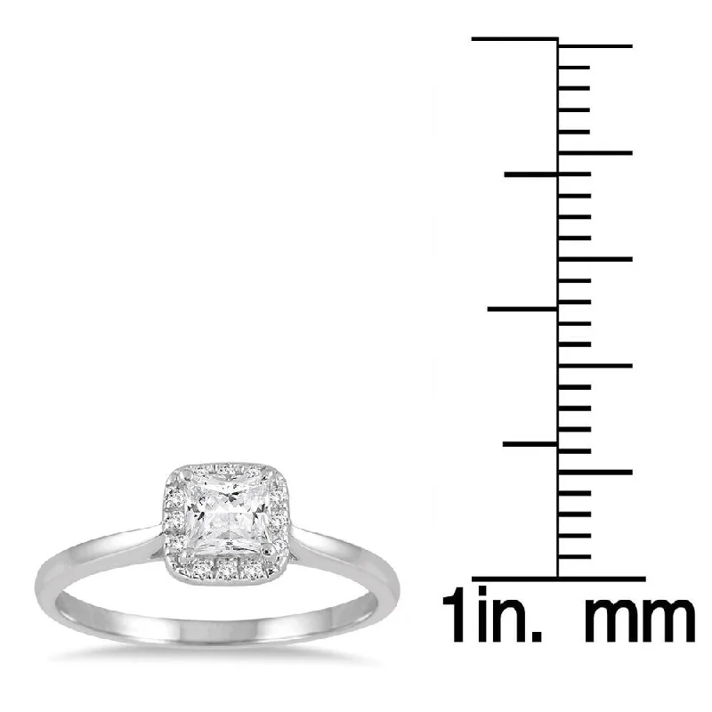 Marquee 14k White Gold 1/2ct TDW Diamond Halo Engagement Ring