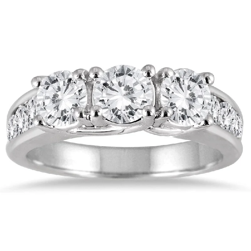 Marquee 14k White Gold 2ct TDW White Diamond Three-stone Engagement Ring (I-J, I2-I3)