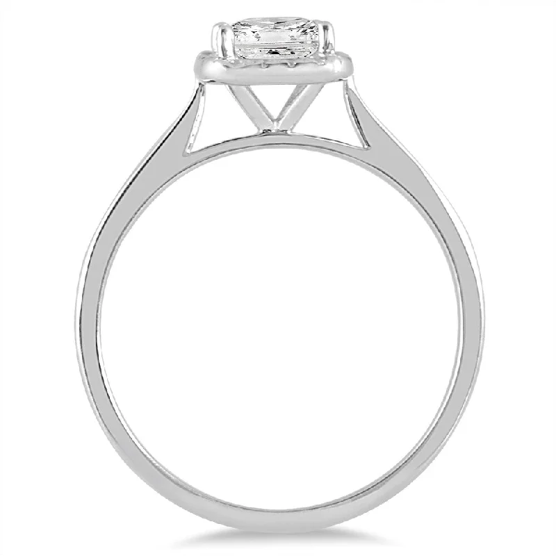 Marquee 14k white gold 7/8ct TDW Diamond Halo Engagement Ring