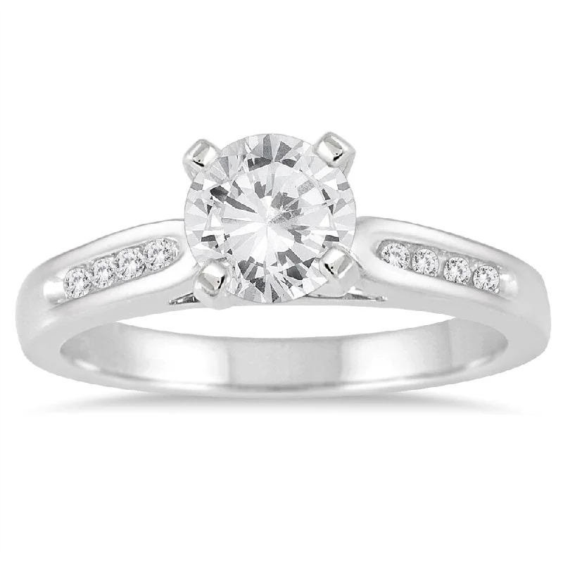 Marquee Jewels 14k White Gold 1 1/10ct TDW Channel-set Diamond Engagement Ring