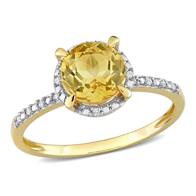 Miadora 1 1/4ct TGW Citrine and Diamond Accent Engagement Ring in 10k Yellow Gold