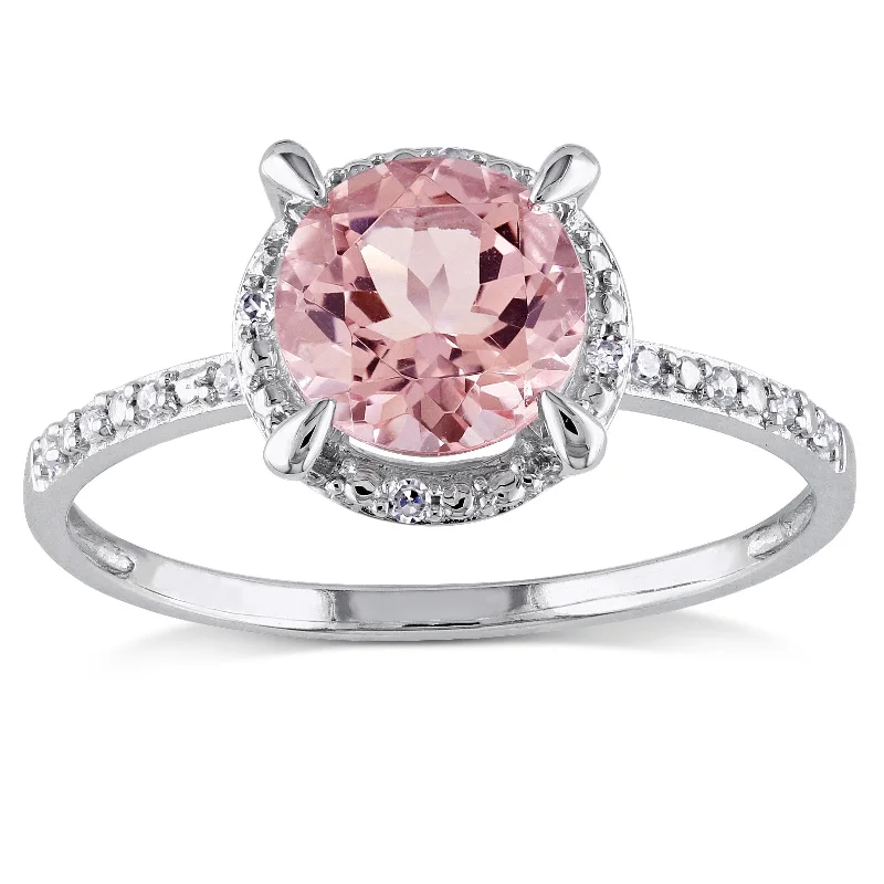 Miadora 10k White Gold Morganite and Diamond Accent Halo Ring