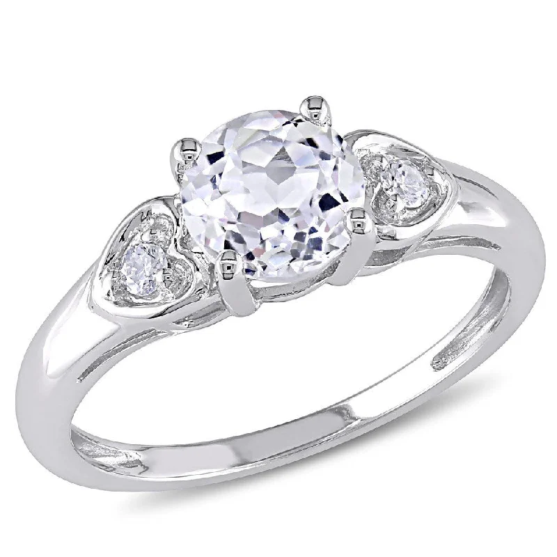 Miadora 10k White Gold White Topaz and Diamond Ring