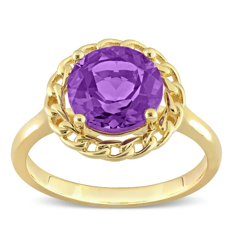 Miadora 2 1/4 CT TGW Amethyst-Africa Fashion Ring Yellow Silver