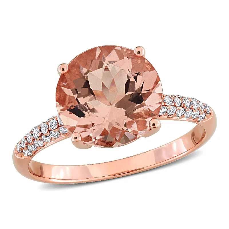 Miadora 3ct TGW Morganite and 1/5ct TW Diamond Engagement Ring in 14k Rose Gold